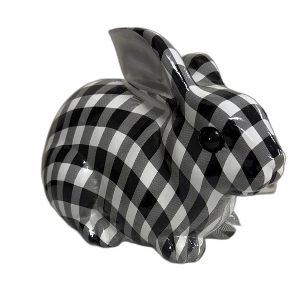 Source Unknown Other - Black and White Plaid/Checkered Bunny‎